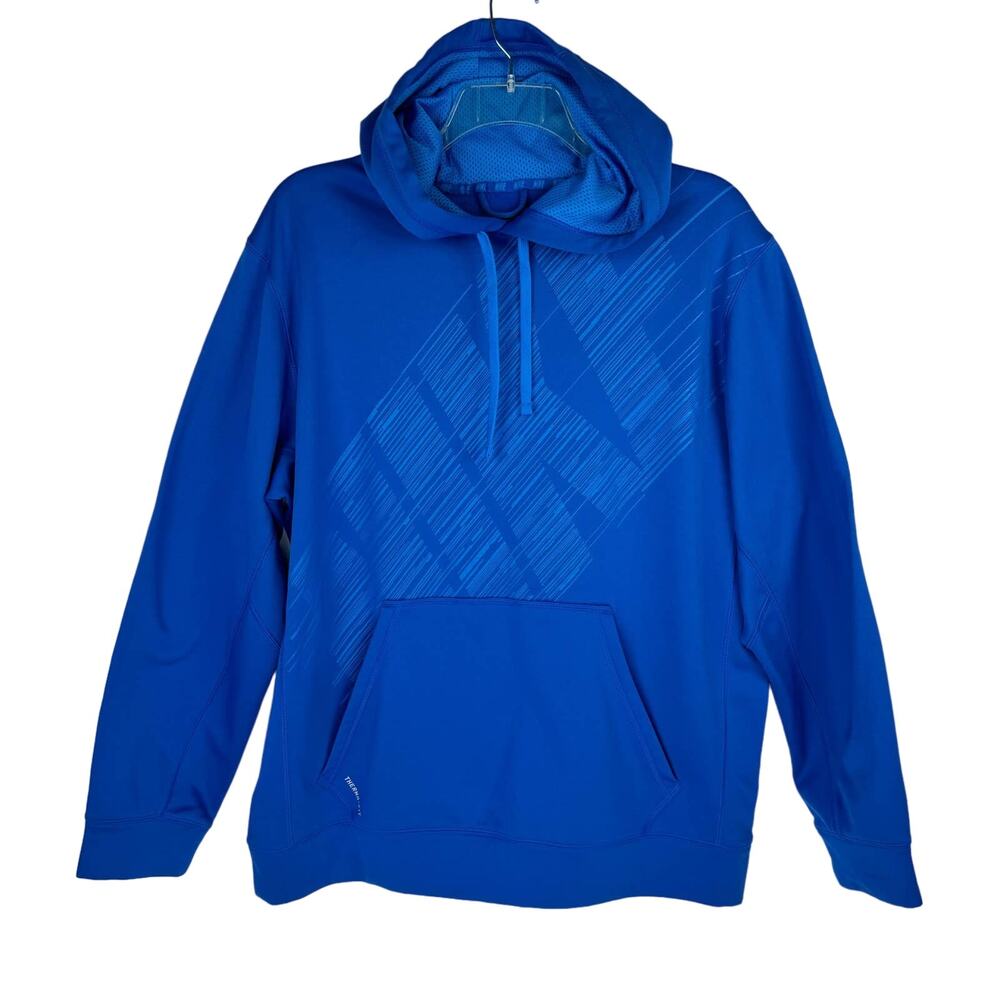 NIKE | Blue "THERMA-FIT" Long Sleeve Pull Over Fleece Hoodie | Men's XL